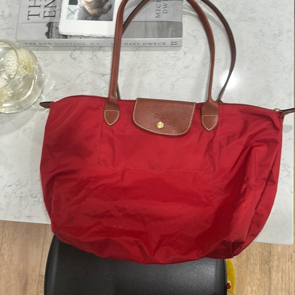 Longchamp large Le Pliage red tote. Foldable, perfect for travel or every day!